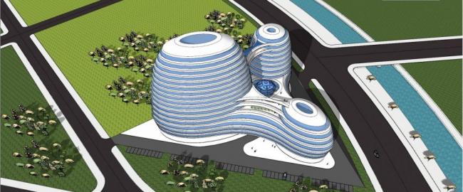 Sketchup酒店模型|星级云河，多层高层混合酒店，现代风格