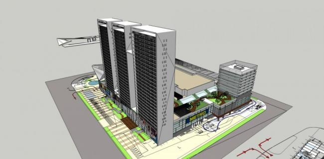 Sketchup综合体模型|高层商业综合体，住宅，办公写字楼，现代风格