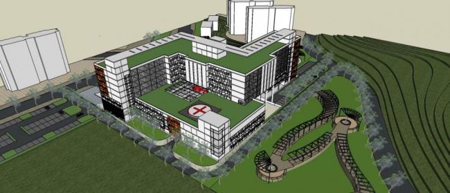 Sketchup医院模型|二级甲等多层医院，病院，现代风格，医疗建筑