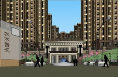 Sketchup住宅模型|高层公寓,住宅小区,简欧,底层商业,居住建筑,新古典风格-BIM建筑网