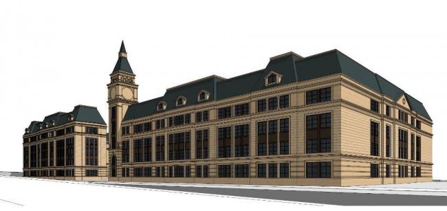 Sketchup学校模型|多层中小学学校，教学楼，教育建筑，古典风格