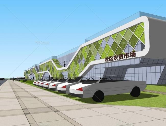 Sketchup商业模型|多层农贸市场，社区商业，现代风格