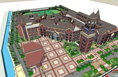 Sketchup学校模型|多层中小学学校，教学楼，教育建筑，英式古典风格-BIM建筑网