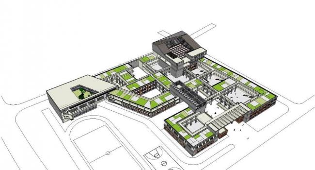 Sketchup学校模型|多层中小学学校，教学楼，教育建筑，现代风格