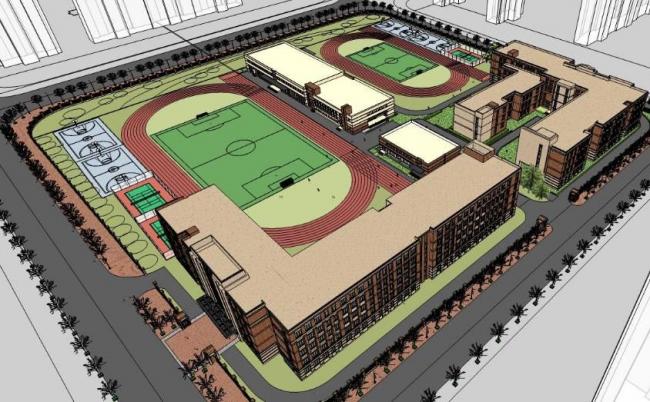 Sketchup学校模型|多层中小学学校，教学楼，教育建筑，现代风格