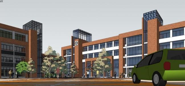 Sketchup学校模型|多层中小学学校，教学楼，教育建筑，现代风格