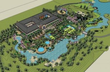 Sketchup酒店模型|多层度假村酒店，古典风格，滨水景观-BIM建筑网