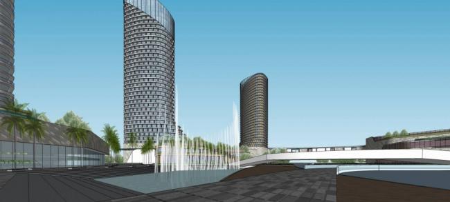 Sketchup综合体模型|青岛张村，超高层商业综合体，办公写字楼，现代风格