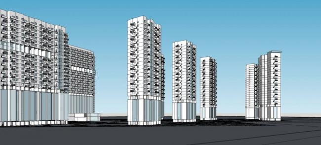 Sketchup住宅模型|高层住宅小区，现代风格，居住建筑