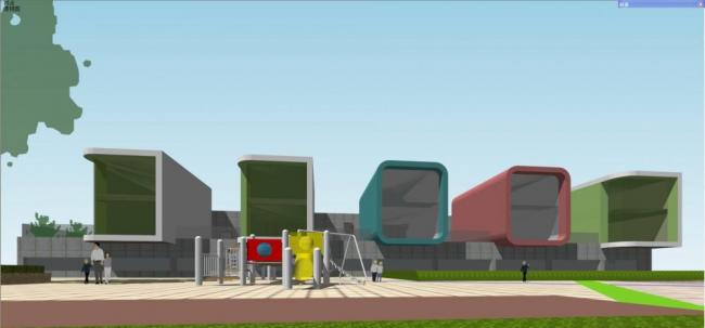 Sketchup学校模型|多层幼儿园学校，教育建筑，现代风格