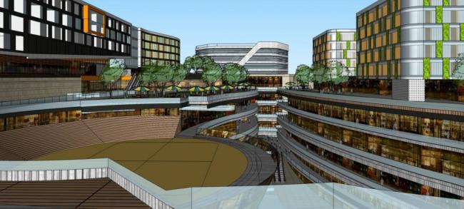 Sketchup综合体模型|豫发·海贝城，多层商业综合体，裙房，酒店，办公，现代风格