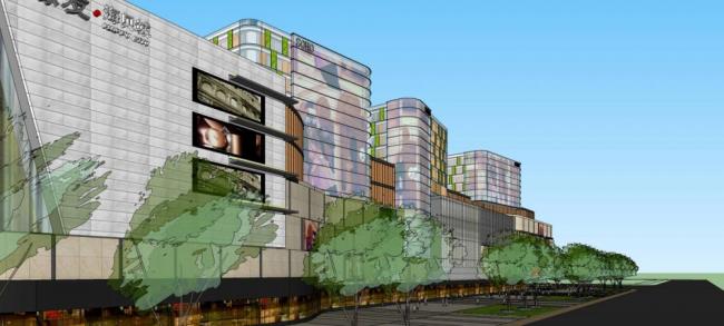 Sketchup综合体模型|豫发·海贝城，多层商业综合体，裙房，酒店，办公，现代风格