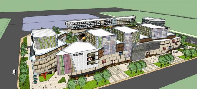 Sketchup综合体模型|豫发·海贝城，多层商业综合体，裙房，酒店，办公，现代风格