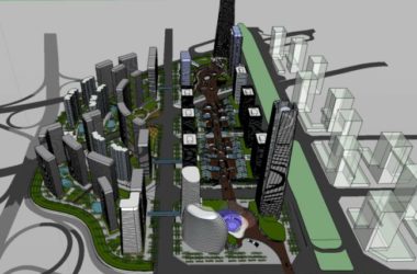 Sketchup综合体模型|某城市火车站站前广场及超高层综合体，办公写字楼，现代风格-BIM建筑网