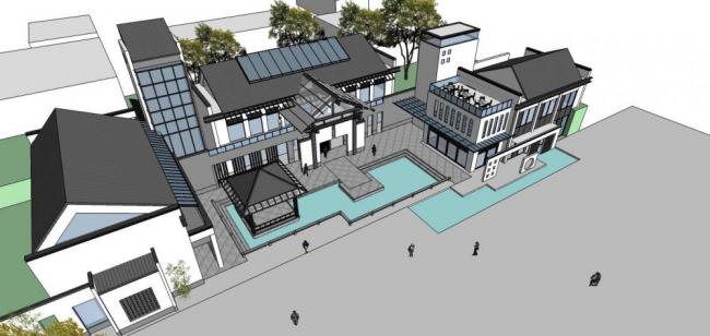 Sketchup商业模型|多层商业会所，新中式风格