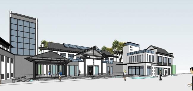 Sketchup商业模型|多层商业会所，新中式风格