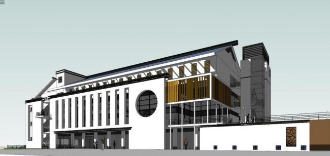 Sketchup学校模型|多层中小学学校，教学楼，教育建筑，新中式风格