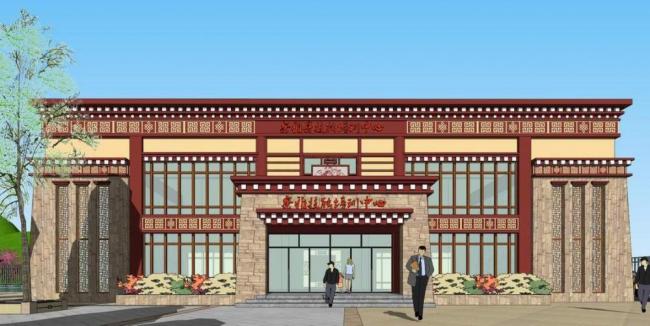 Sketchup办公模型|多层察雅县技能培训中心，藏式风格