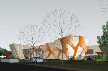 Sketchup商业模型|多层万科售楼处会所，现代风格，商业建筑-BIM建筑网