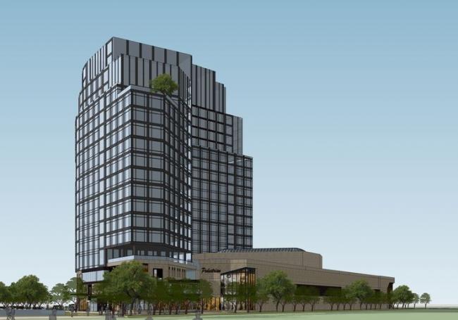 Sketchup办公模型|高层办公写字楼大厦，多层商业街，现代风格