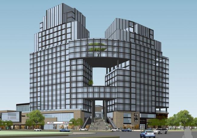 Sketchup办公模型|高层办公写字楼大厦，多层商业街，现代风格