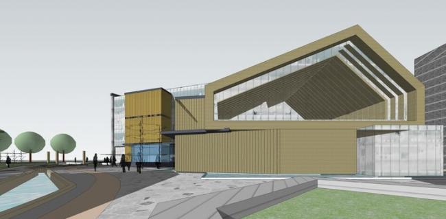 Sketchup商业模型|多层商业街，临水，现代风格