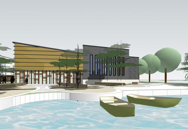 Sketchup商业模型|多层商业街，临水，现代风格