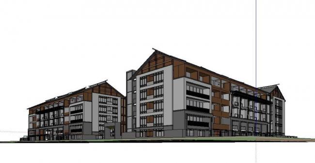 Sketchup住宅模型|多层公寓宿舍，居住建筑，中式风格
