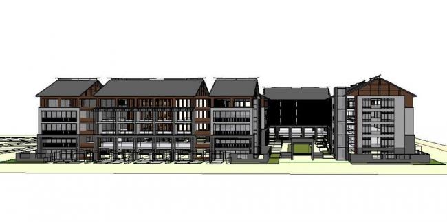 Sketchup住宅模型|多层公寓宿舍，居住建筑，中式风格