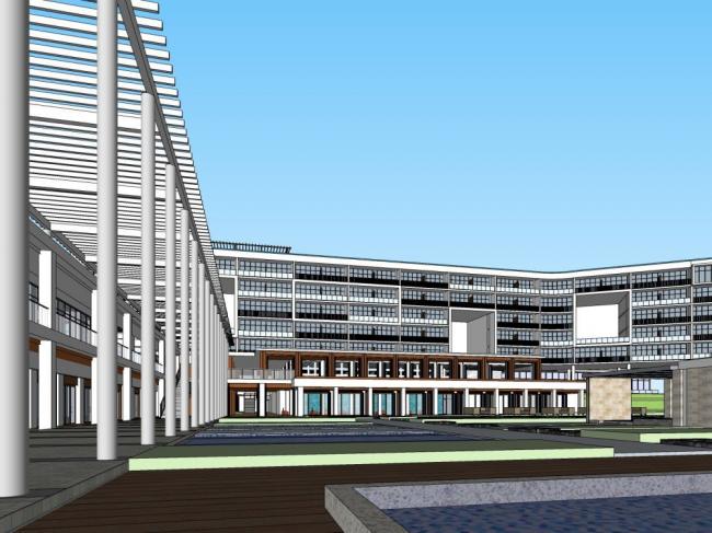 Sketchup酒店模型|多层度假酒店，现代风格