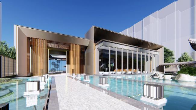 Sketchup商业模型|多层休闲会所，新中式风格，商业建筑