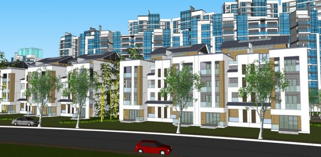 Sketchup住宅模型|高层住宅小区规划，居住建筑，现代风格