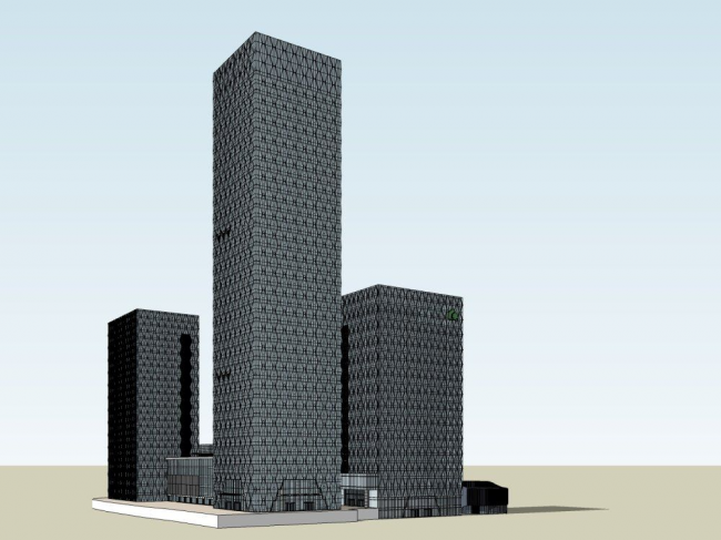Sketchup综合体模型|超高层商业综合体，办公写字楼，现代风格
