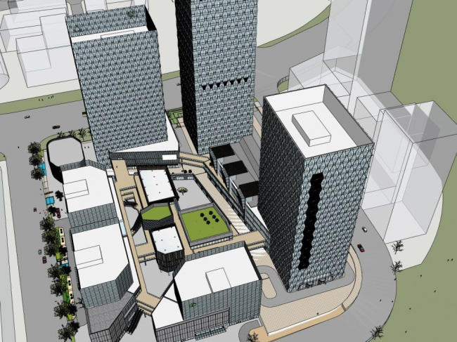 Sketchup综合体模型|超高层商业综合体，办公写字楼，现代风格