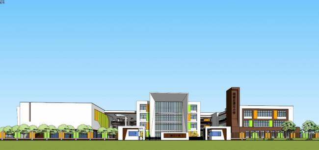 Sketchup学校模型|多层中小学学校，教育建筑，现代风格