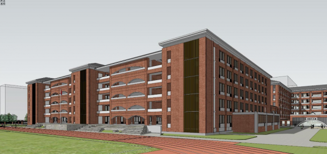Sketchup学校模型|多层中学学校，教育建筑，现代风格