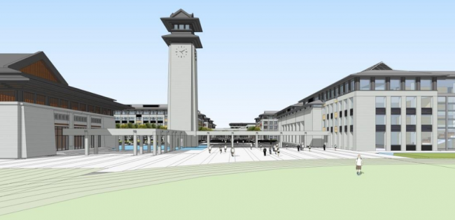 Sketchup学校模型|多层中学学校，教学楼，教育建筑，中式风格