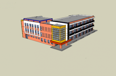 Sketchup学校模型|多层幼儿园学校，教育建筑，现代风格-BIM建筑网