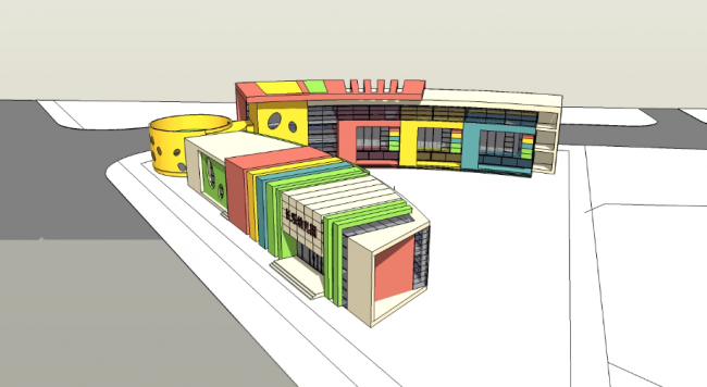 Sketchup学校模型|多层幼儿园学校，教育建筑，现代风格