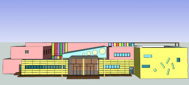 Sketchup学校模型|多层幼儿园学校，教育建筑，现代风格