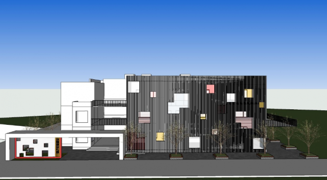 Sketchup学校模型|多层幼儿园学校，教育建筑，现代风格