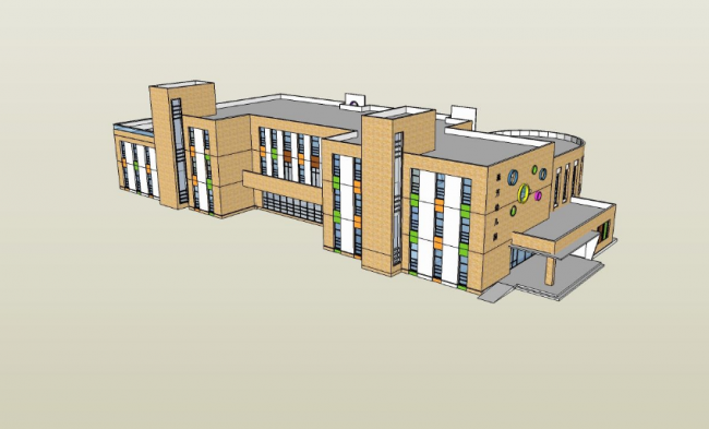 Sketchup学校模型|多层幼儿园学校，教育建筑，现代风格