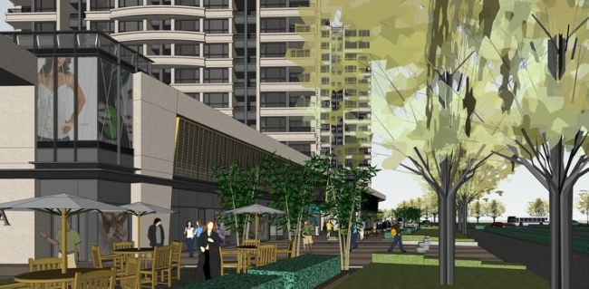 Sketchup住宅模型|高层住宅，底层商业，居住建筑，现代风格