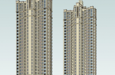Sketchup住宅模型|高层住宅楼,现代风格,底层商业,居住建筑-BIM建筑网