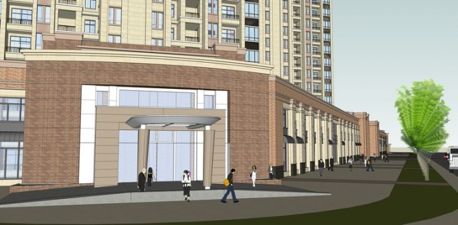 Sketchup住宅模型|高层住宅楼，现代风格，底层商业，居住建筑