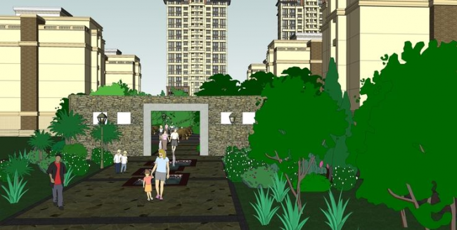 Sketchup住宅模型|高层住宅群小区规划，新古典风格，居住建筑，现代风格