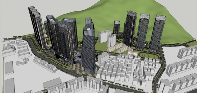 Sketchup综合体模型|超高层商业综合体，办公写字楼，现代风格