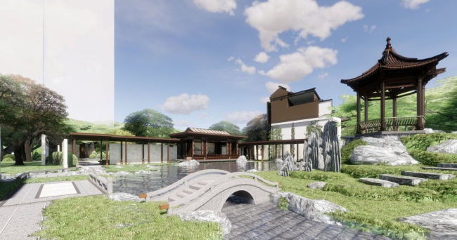 Sketchup商业模型|多层售楼处，新中式风格