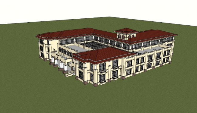 Sketchup学校模型|多层幼儿园学校，教育建筑，欧式古典风格
