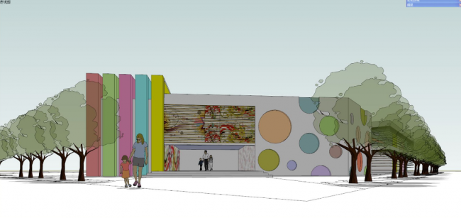 Sketchup学校模型|多层幼儿园学校，教育建筑，现代风格